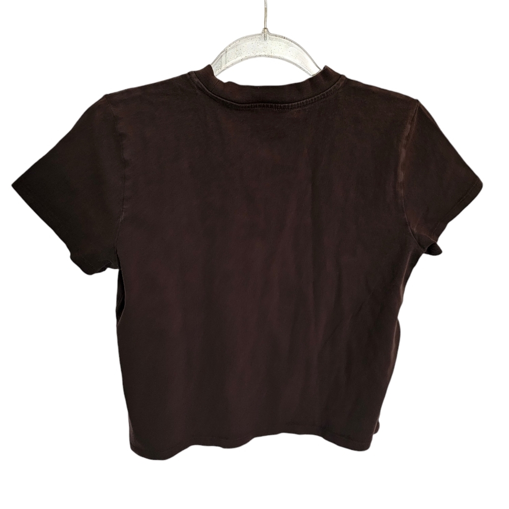 Sunday Best Aritzia Brown crop tee COWBOY Small baby tee - Picture 2 of 6